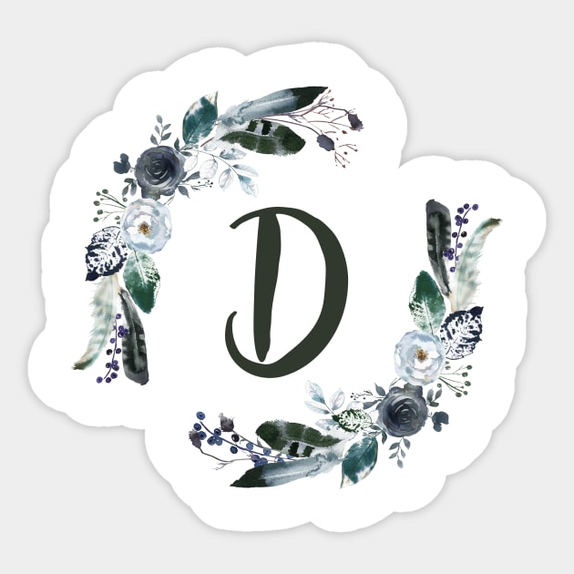 Floral Monogram D Dark Bohemian Flora Sticker by floralmonogram